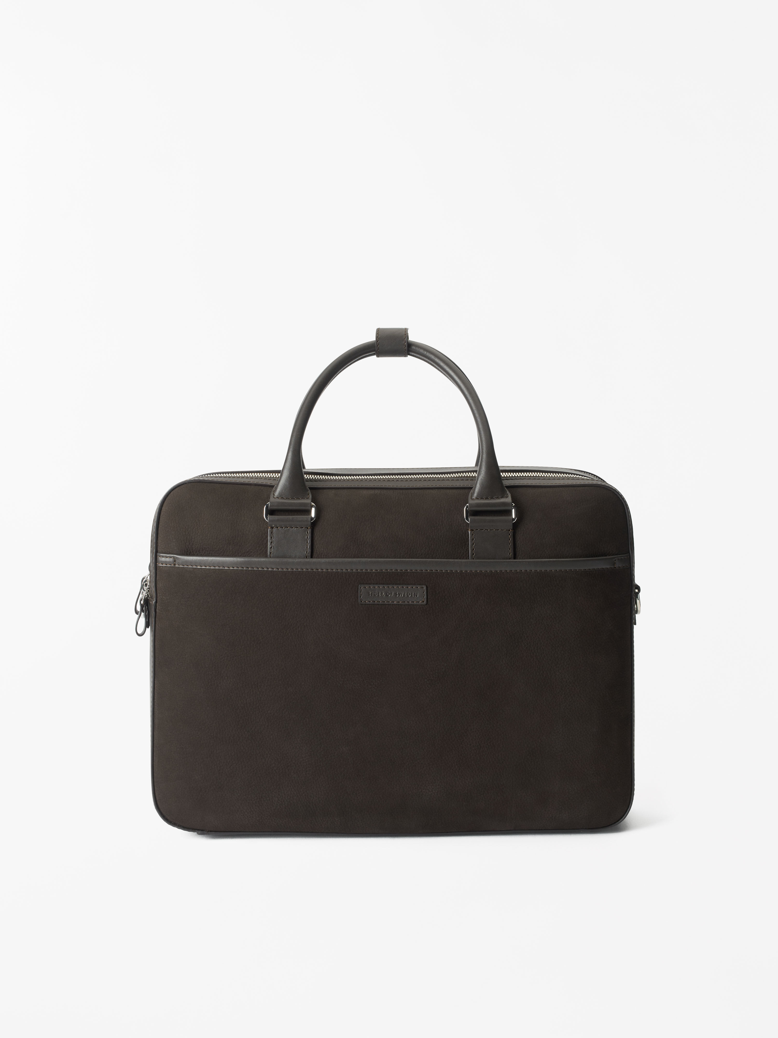 Grainy leather dark brown Burin Briefcase | Tiger Of Sweden