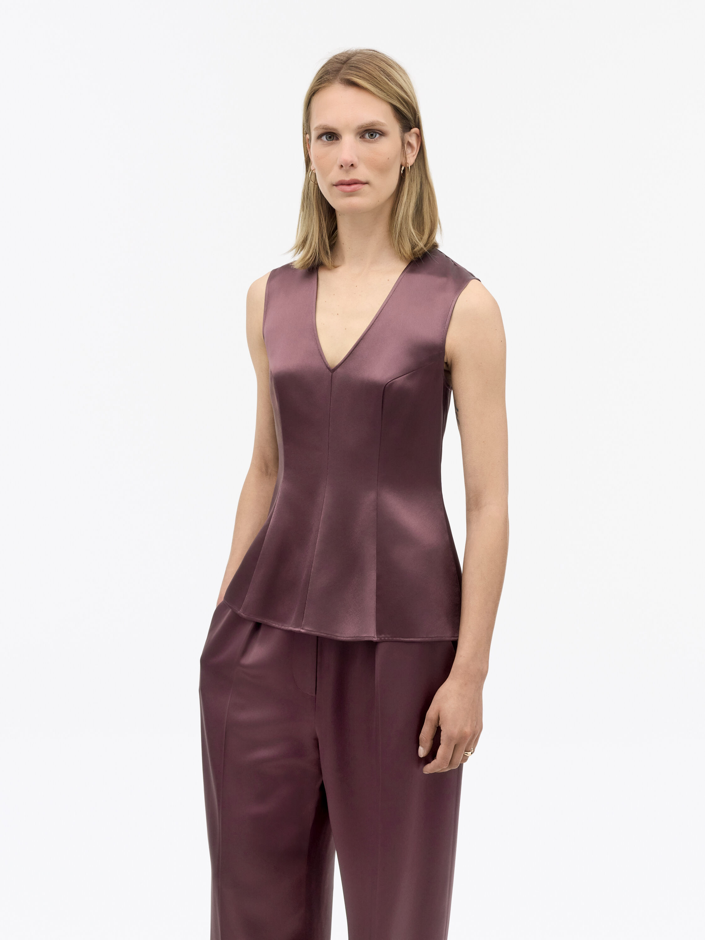 Hilja Peplum Satin Top