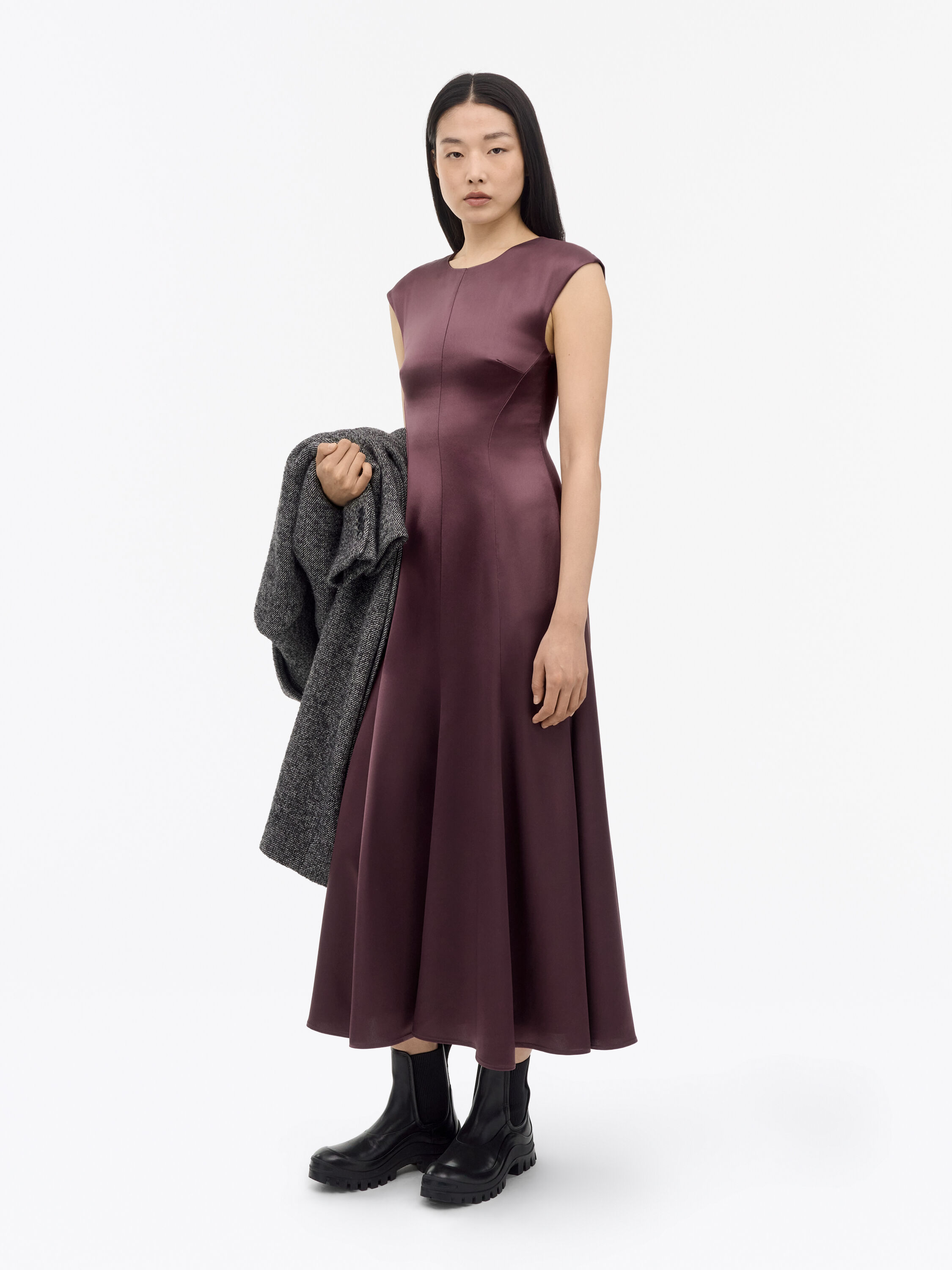 Astrid Flared Satin Dress