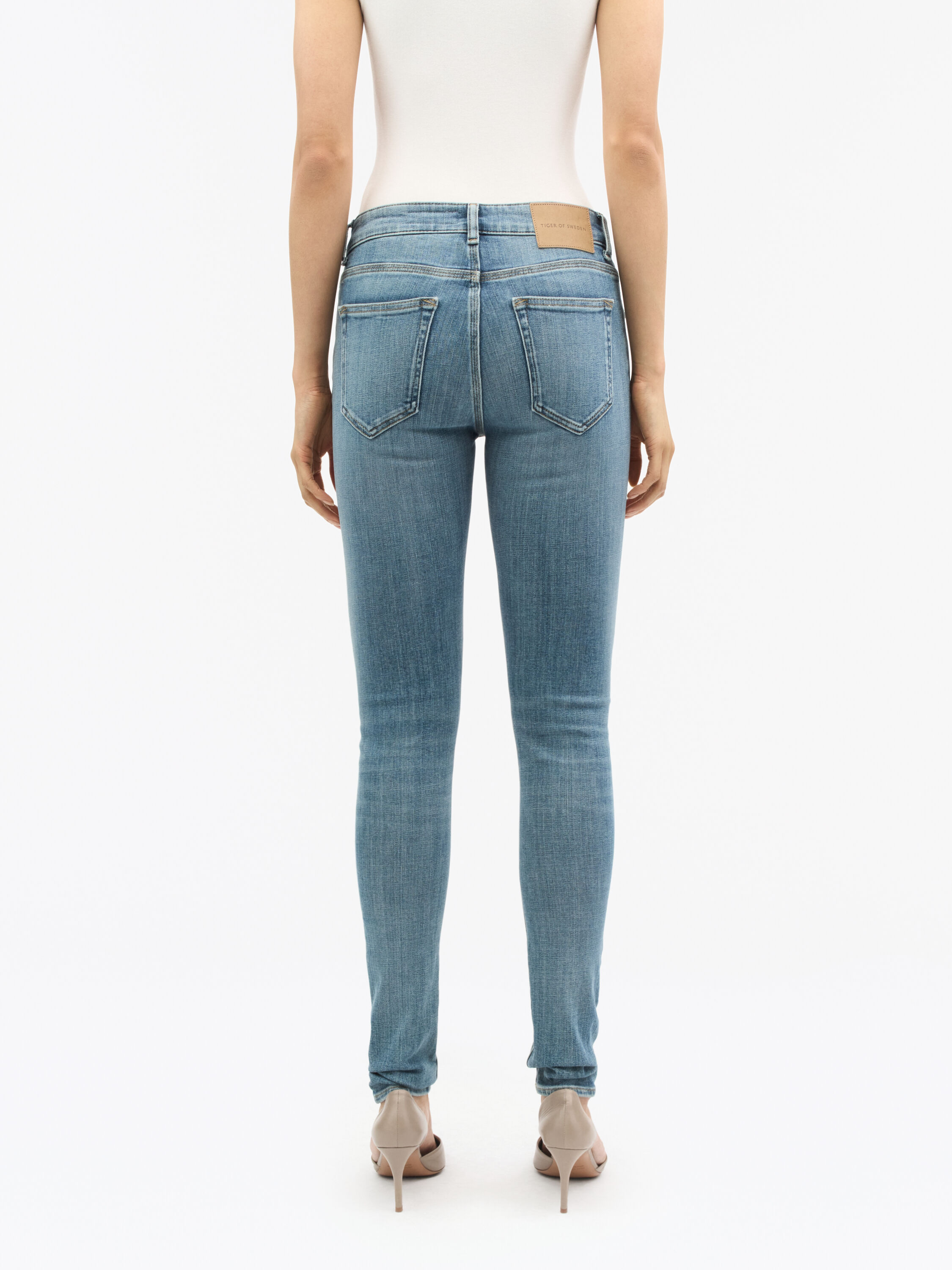 Light Blue Slight Mid-rise Extra Slim-fit Cotton Jeans