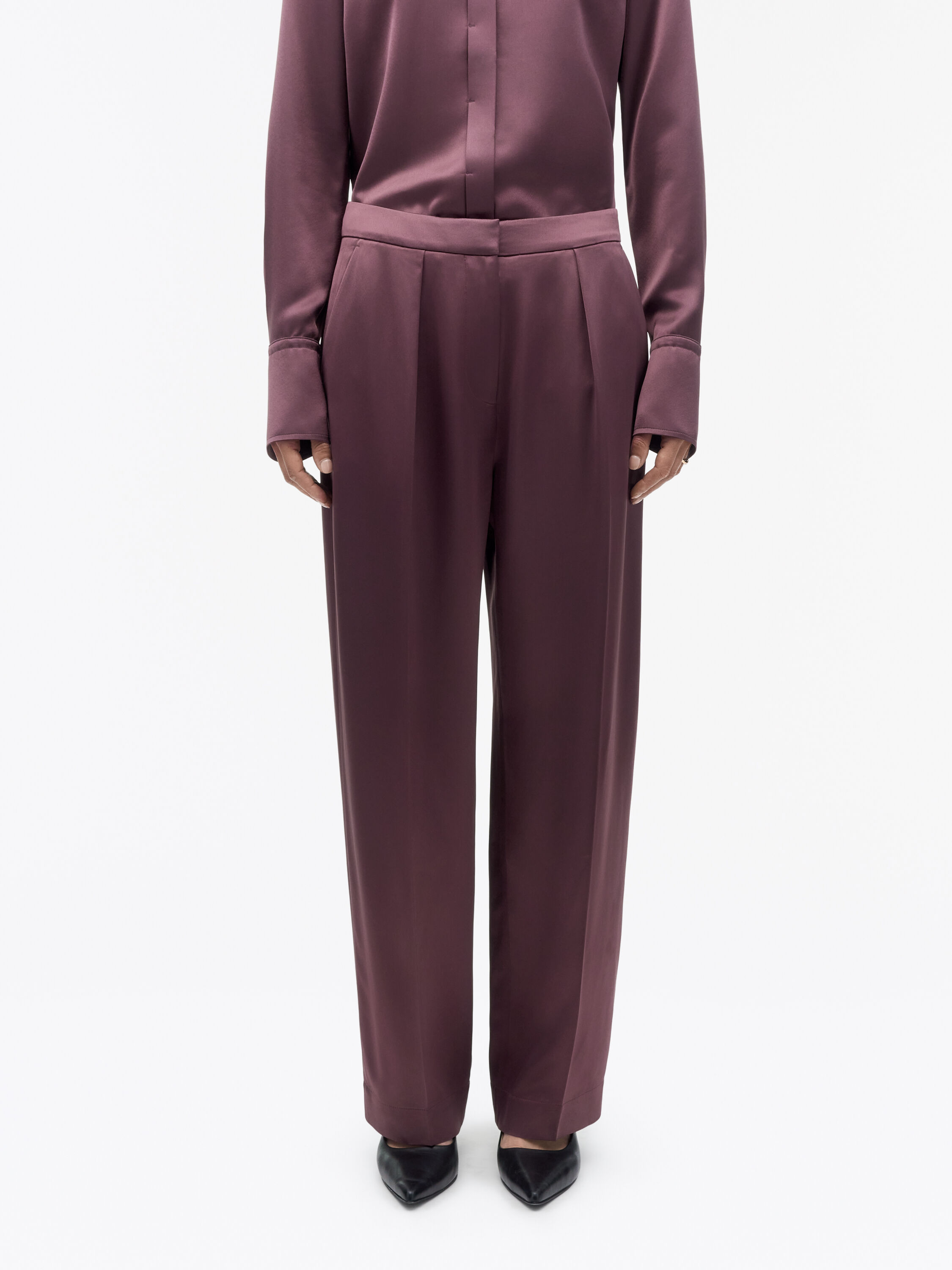 Inga Straight-Fit Satin Trousers