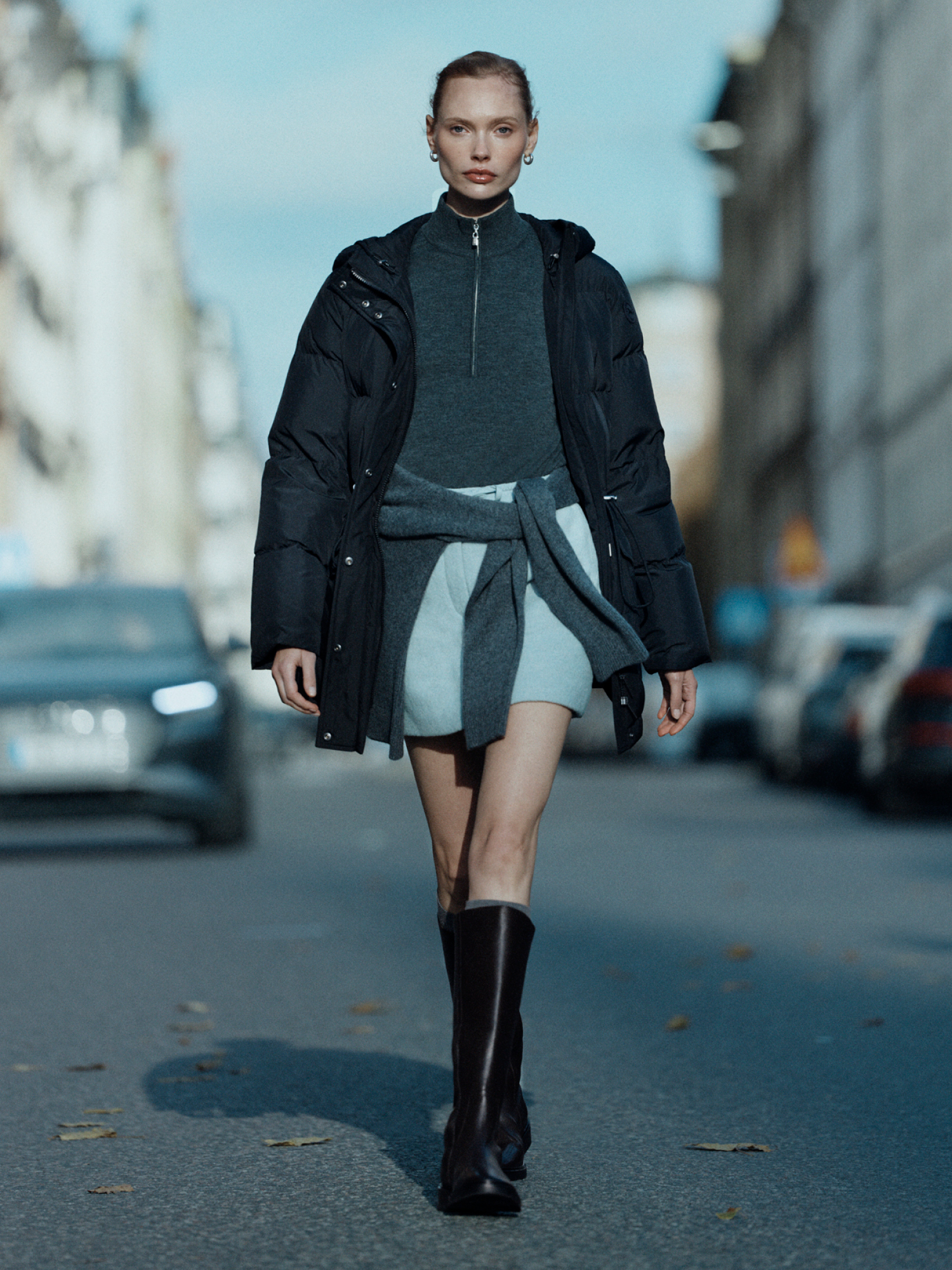 Woman in black puffer jacket