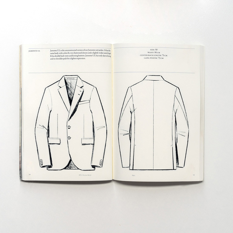 an open book with a drawing of a jacket.