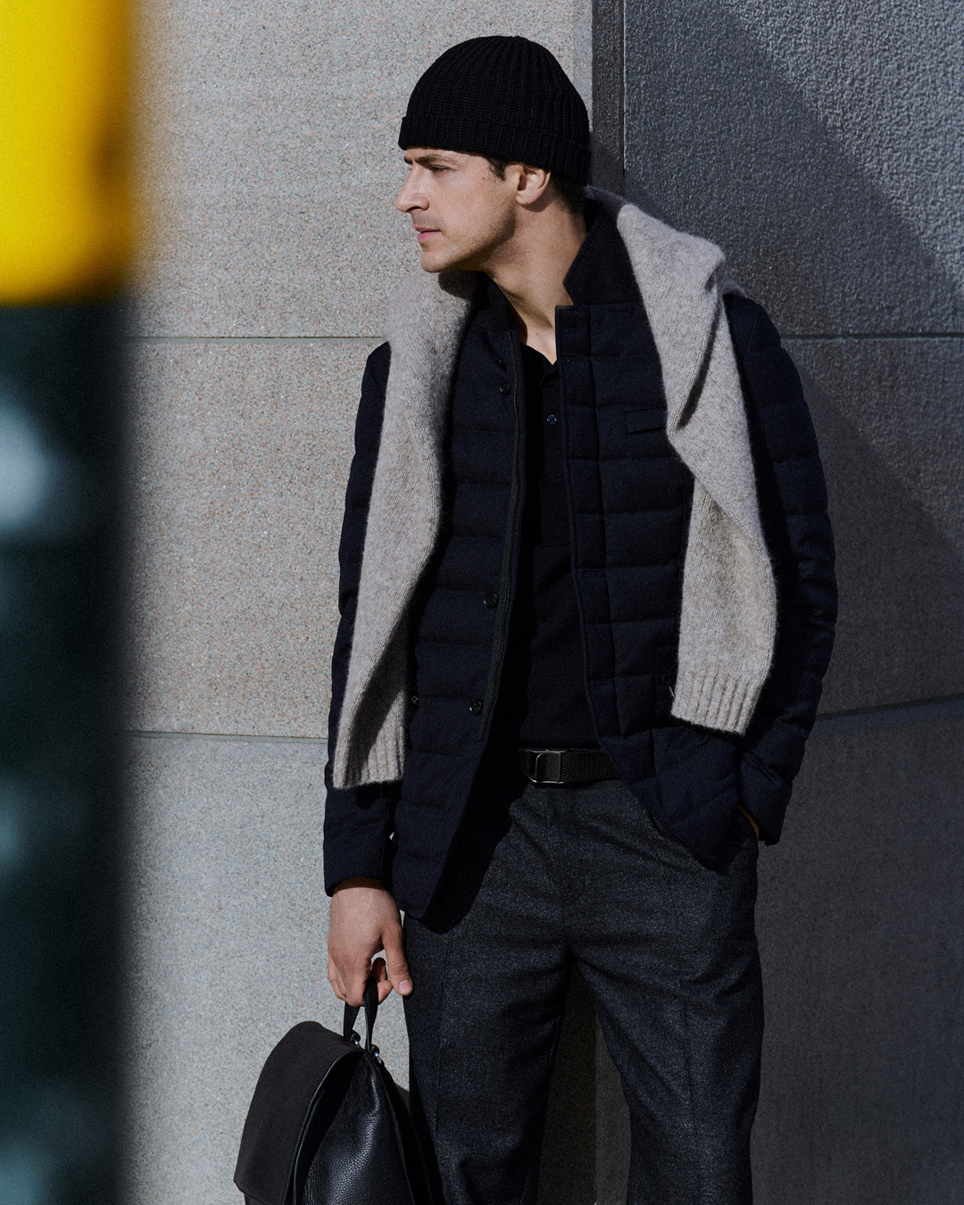 black puffer jacket