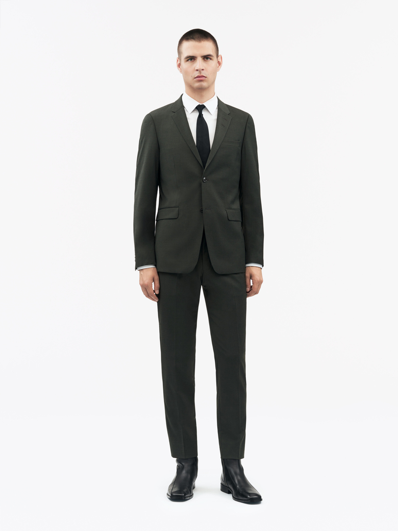 Jerretts suit in olive green