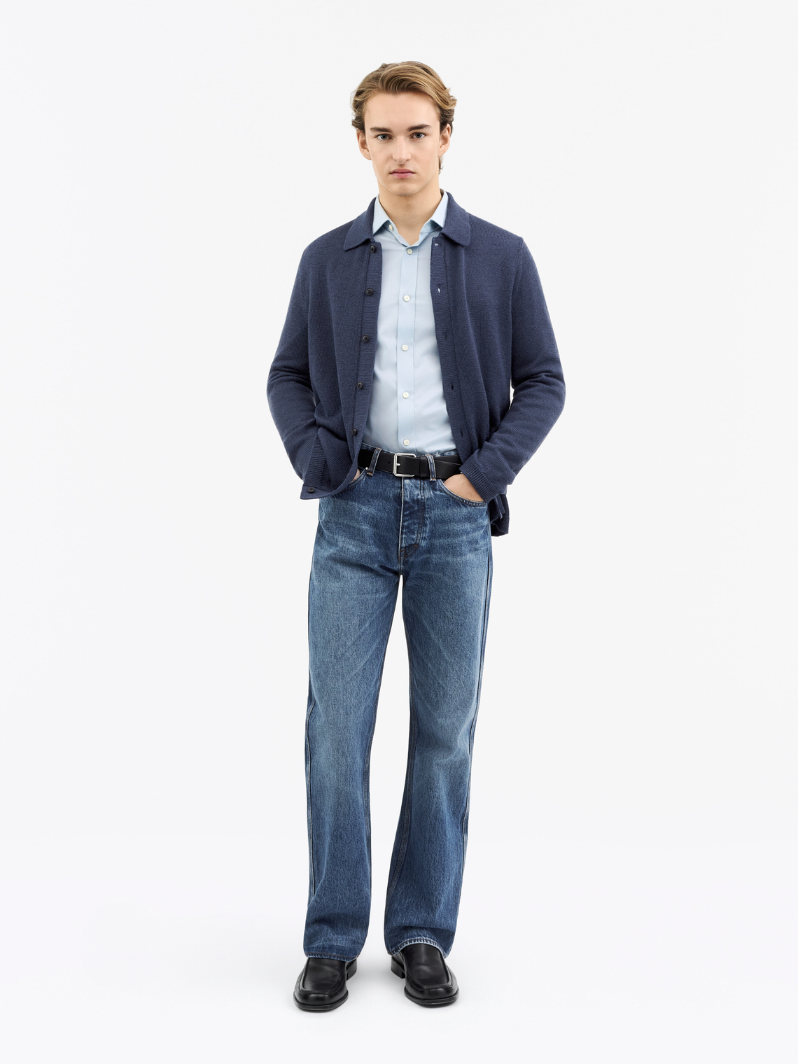Man in dark blue Dash jeans