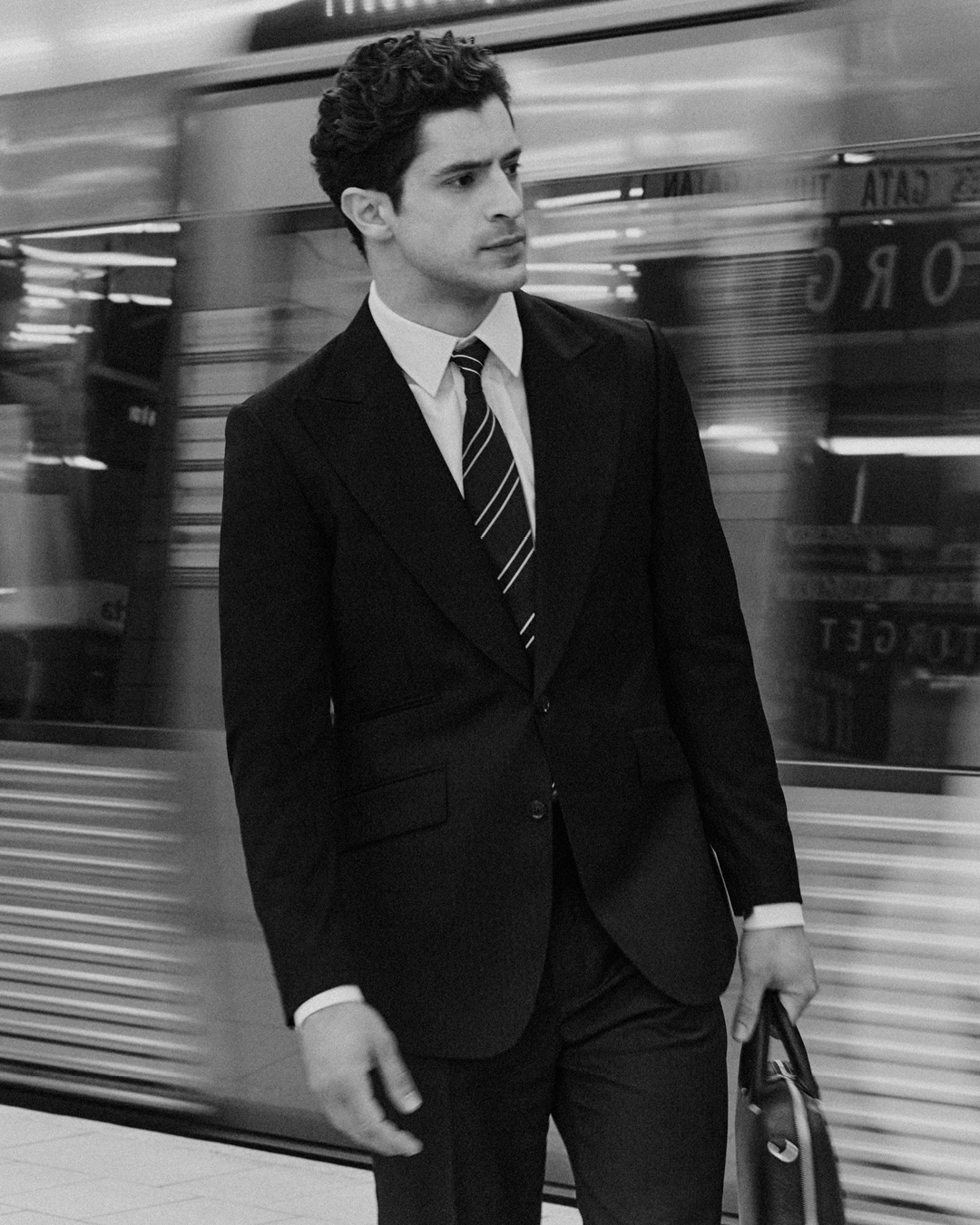 suit in black and white
