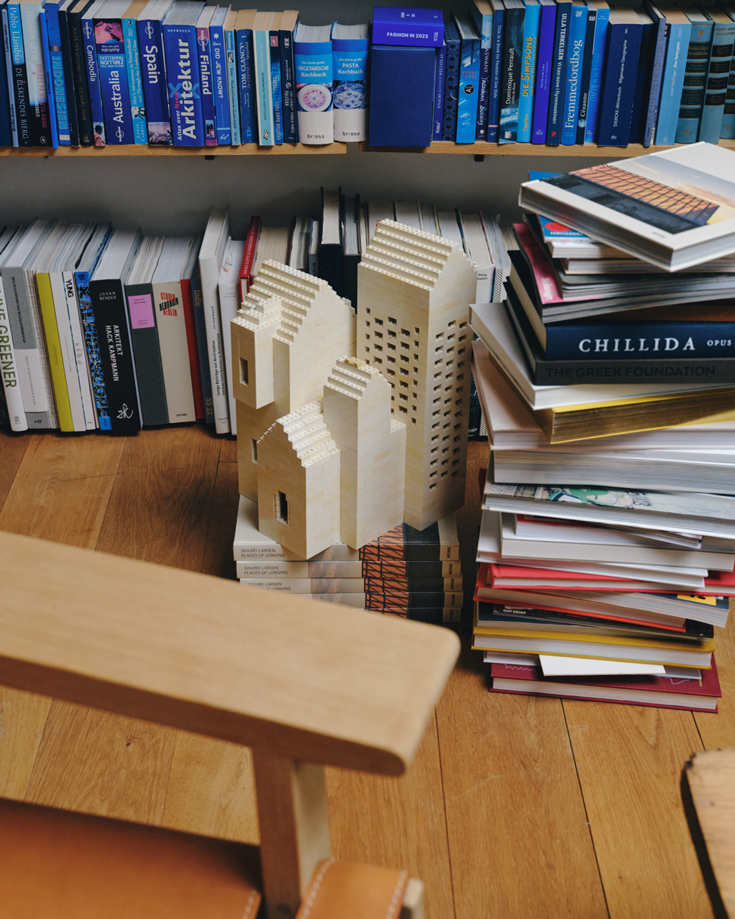 chair and books