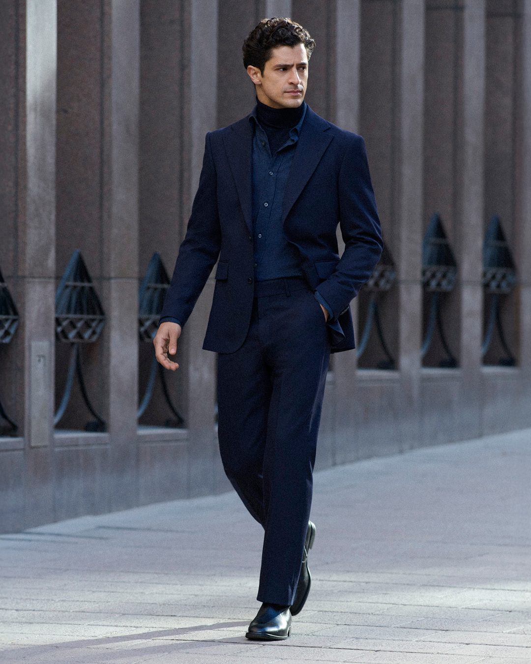 dark blue suit