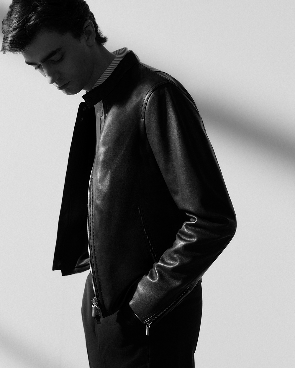 Man in leather jackete