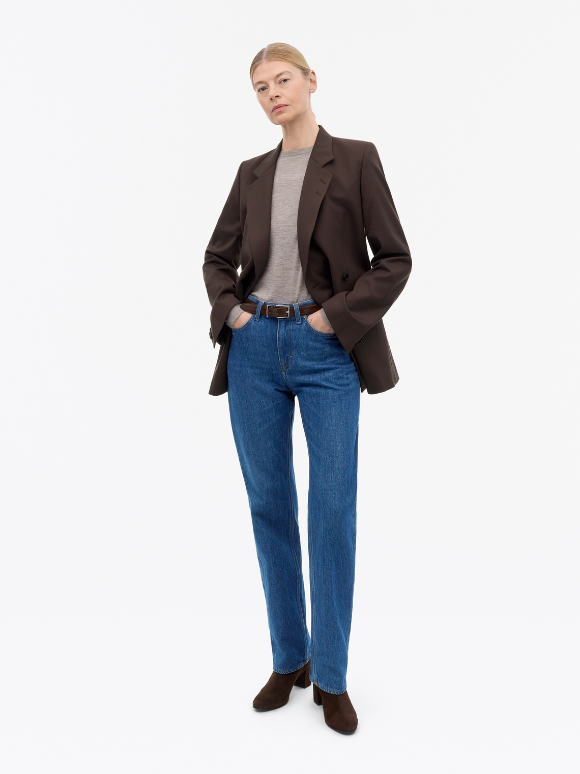 Woman in blue evee jeans