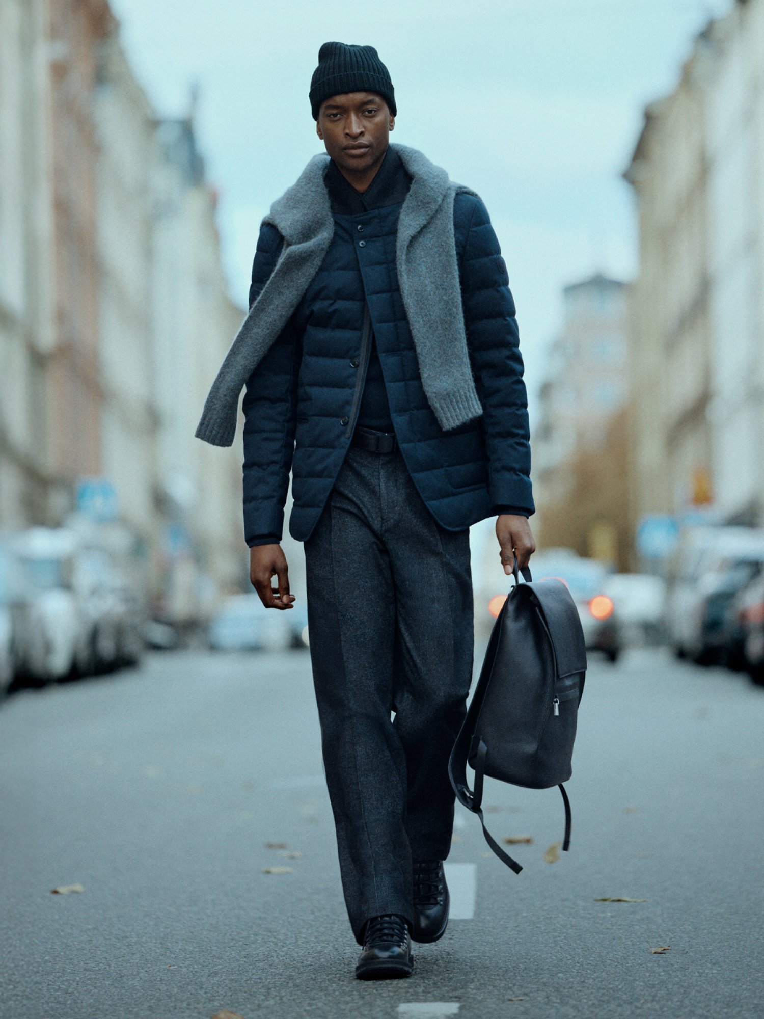 Man in black puffer jacket