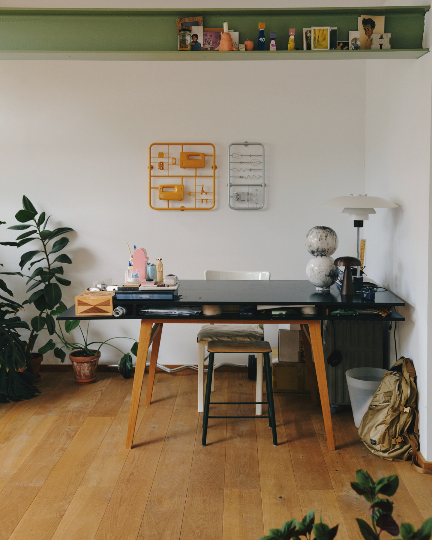 Desk and a white chair