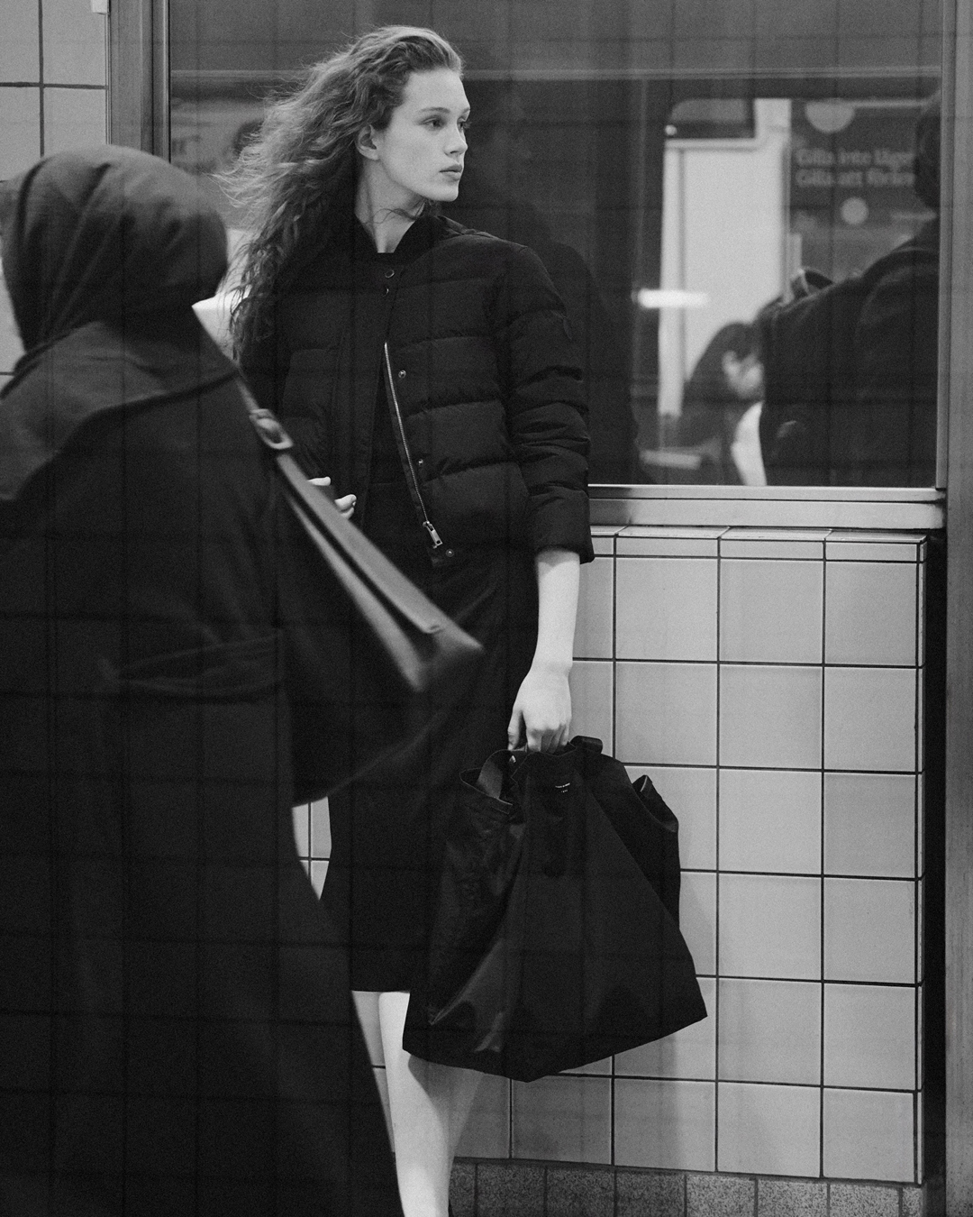 black puffer jacket