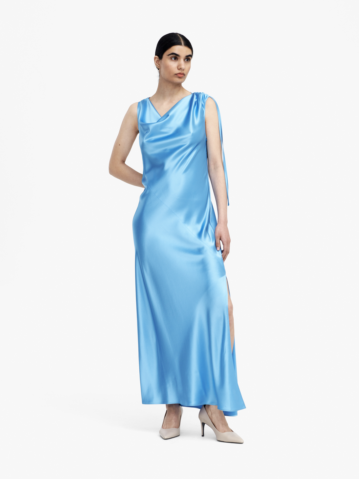 Woman in light blue dress
