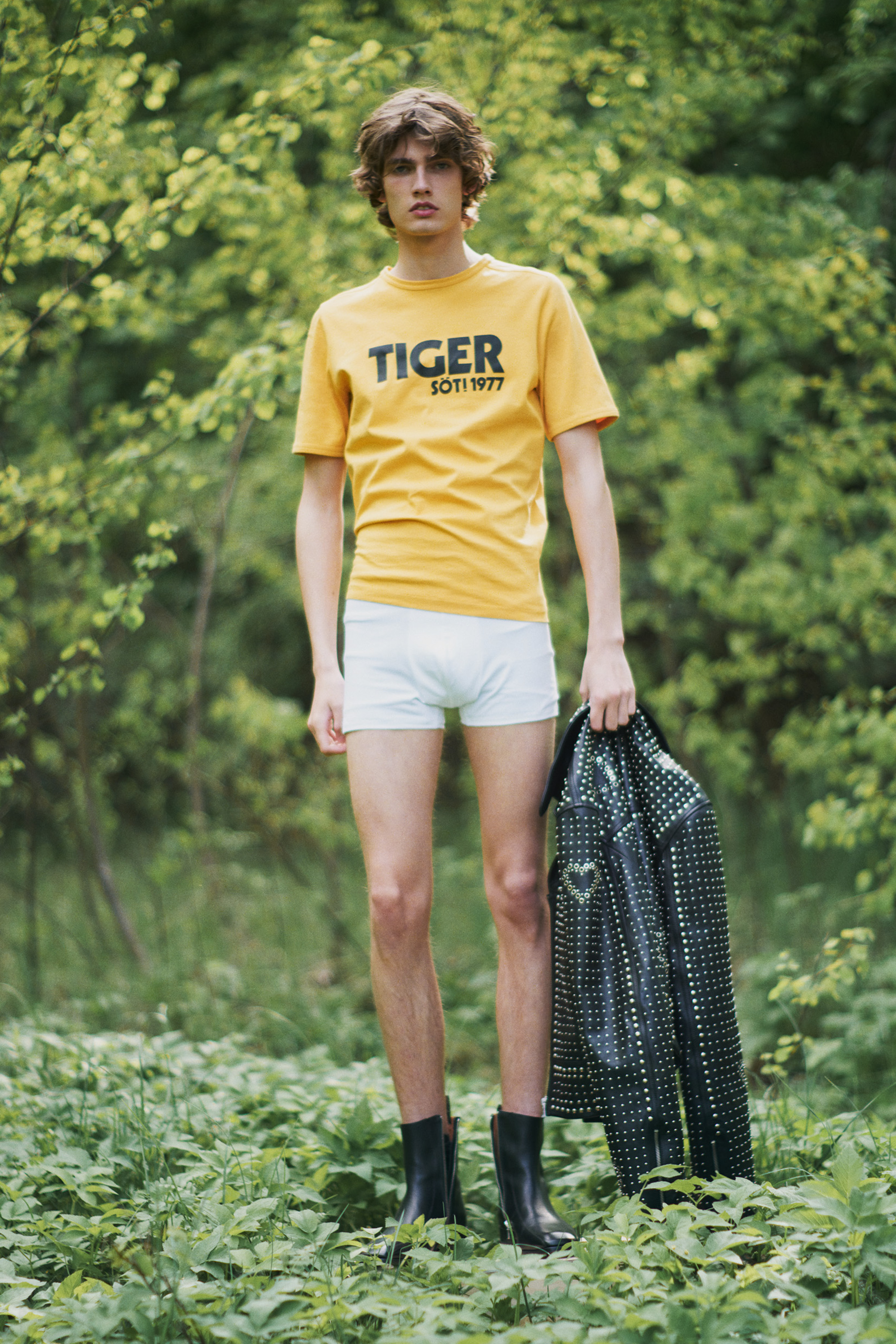 Man in Tiger of Sweden tee shirt