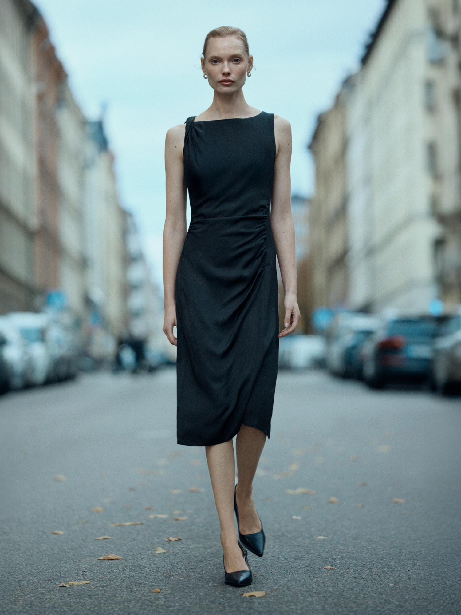 Woman in black dress