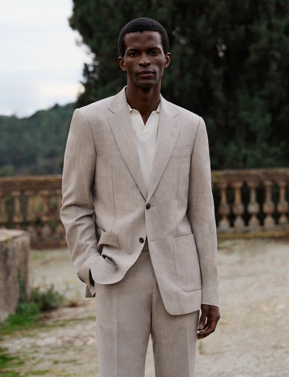Man in beige suit