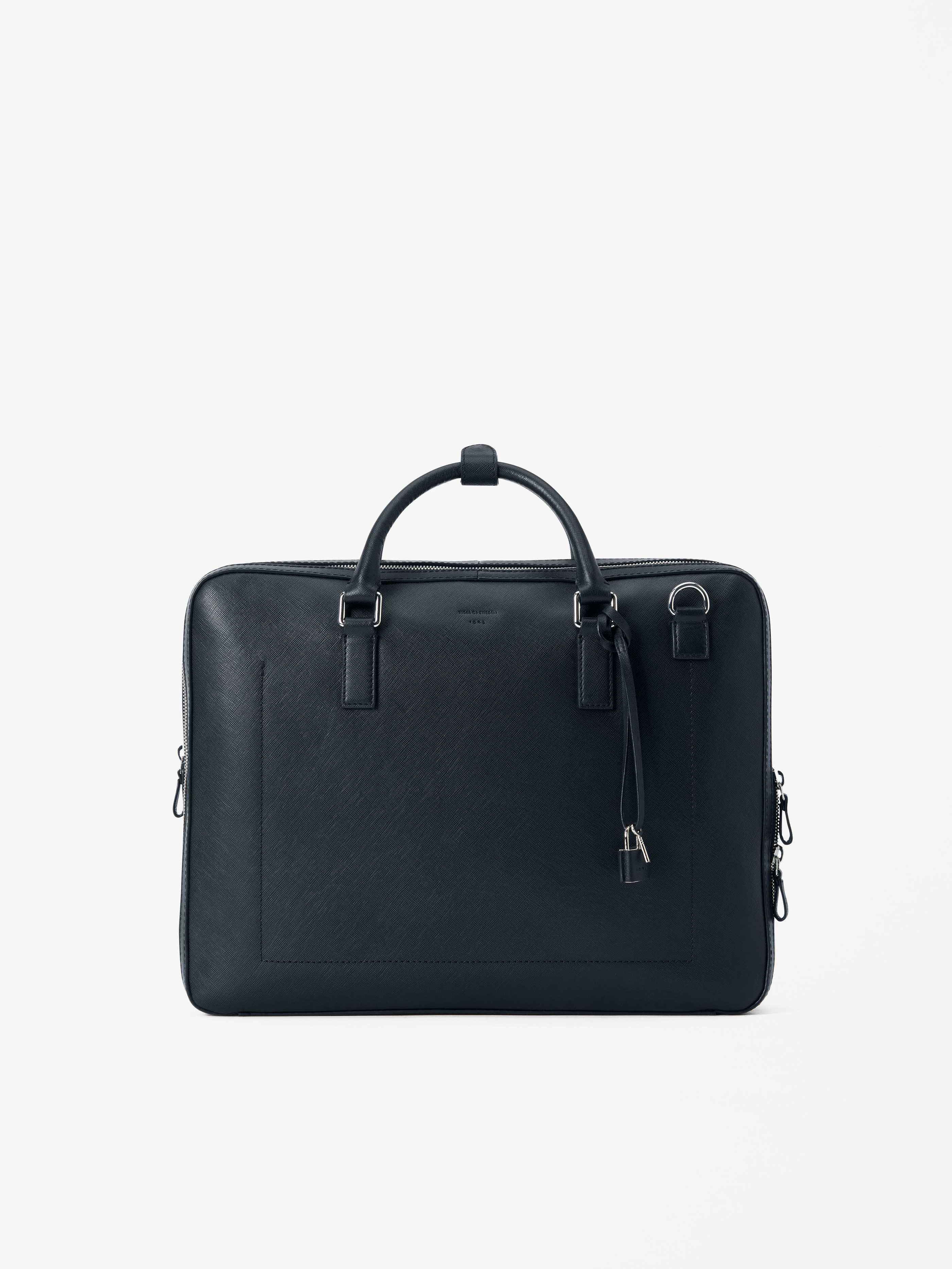 Sandro saffiano top leather briefcase