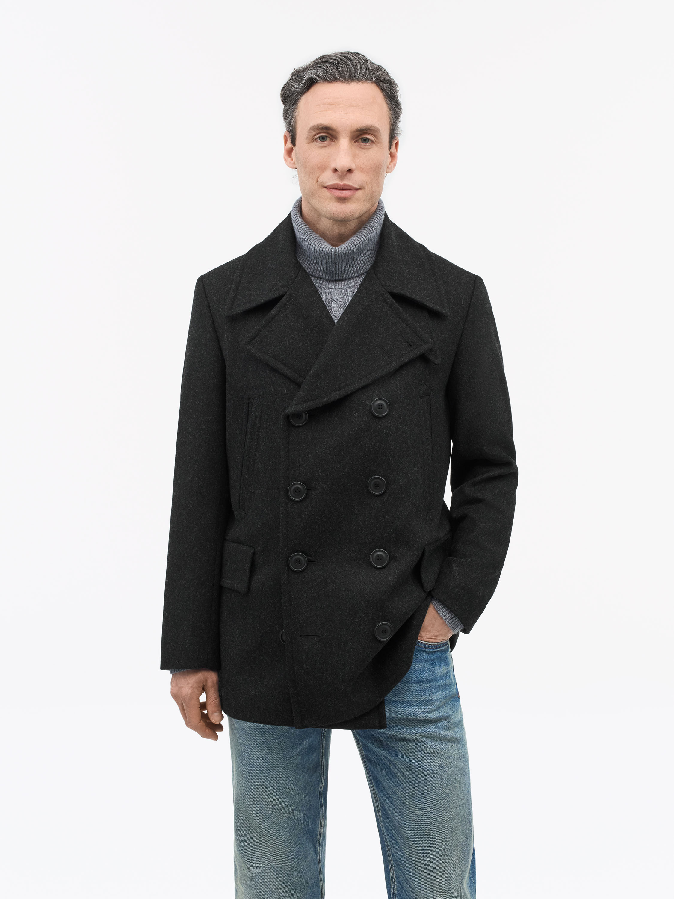 Tiger Of Sweden Mahler Double-breasted Peacoat In Gray