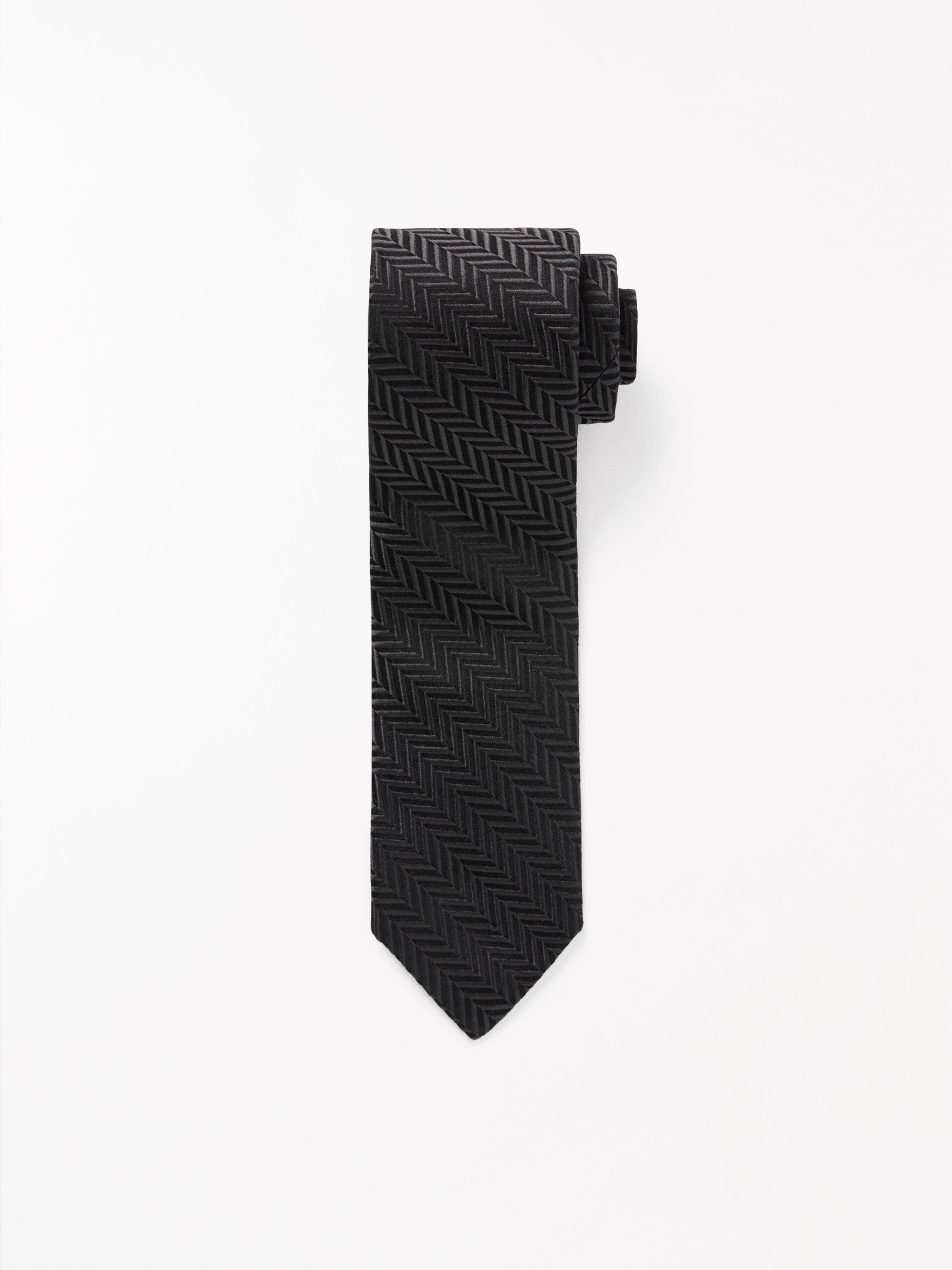 Tiger Of Sweden Septa Silk Herringbone Tie In Silver