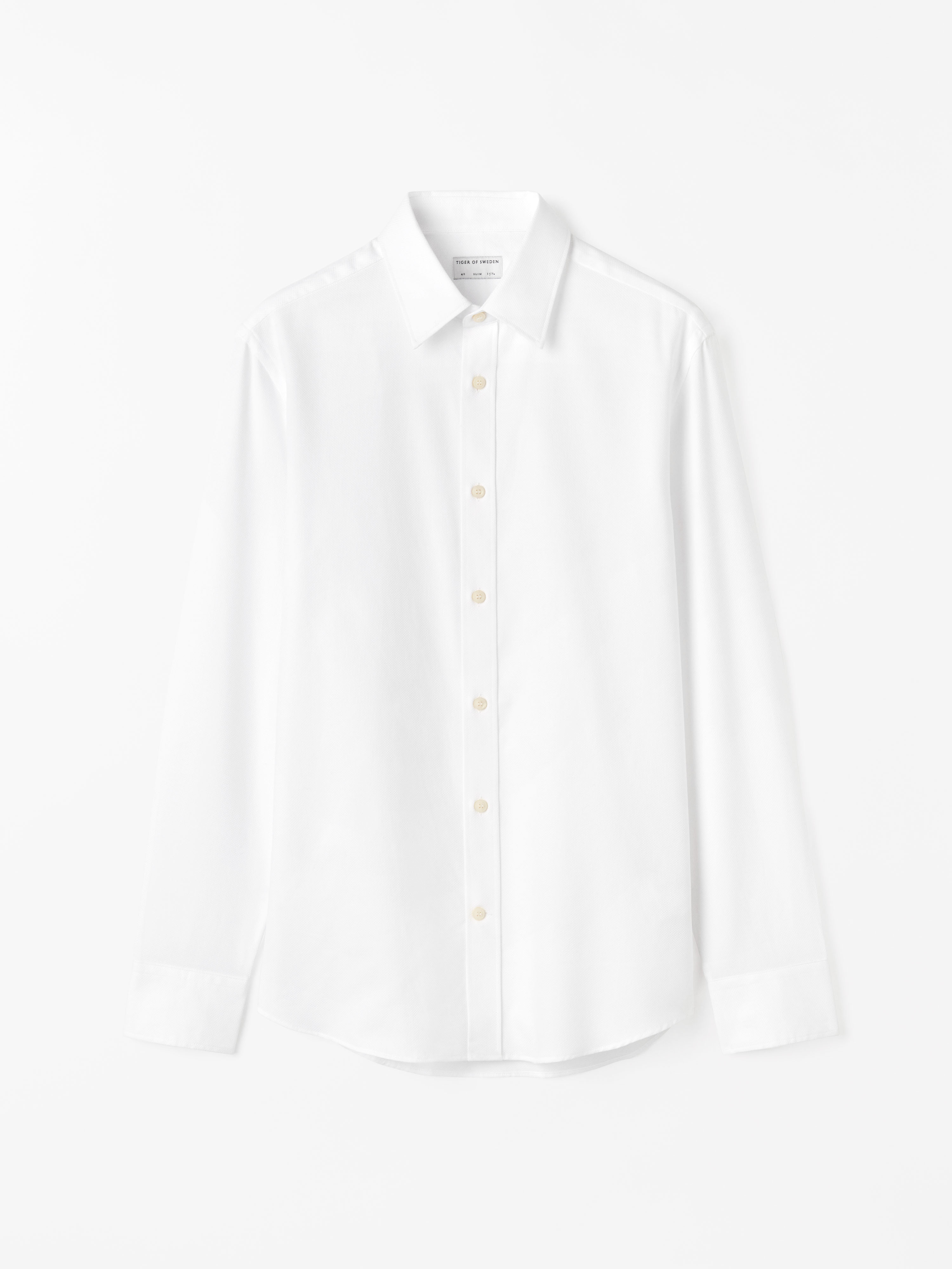 Tiger Of Sweden Adley Forward Pointing Collar Shirt In 090 Pure White