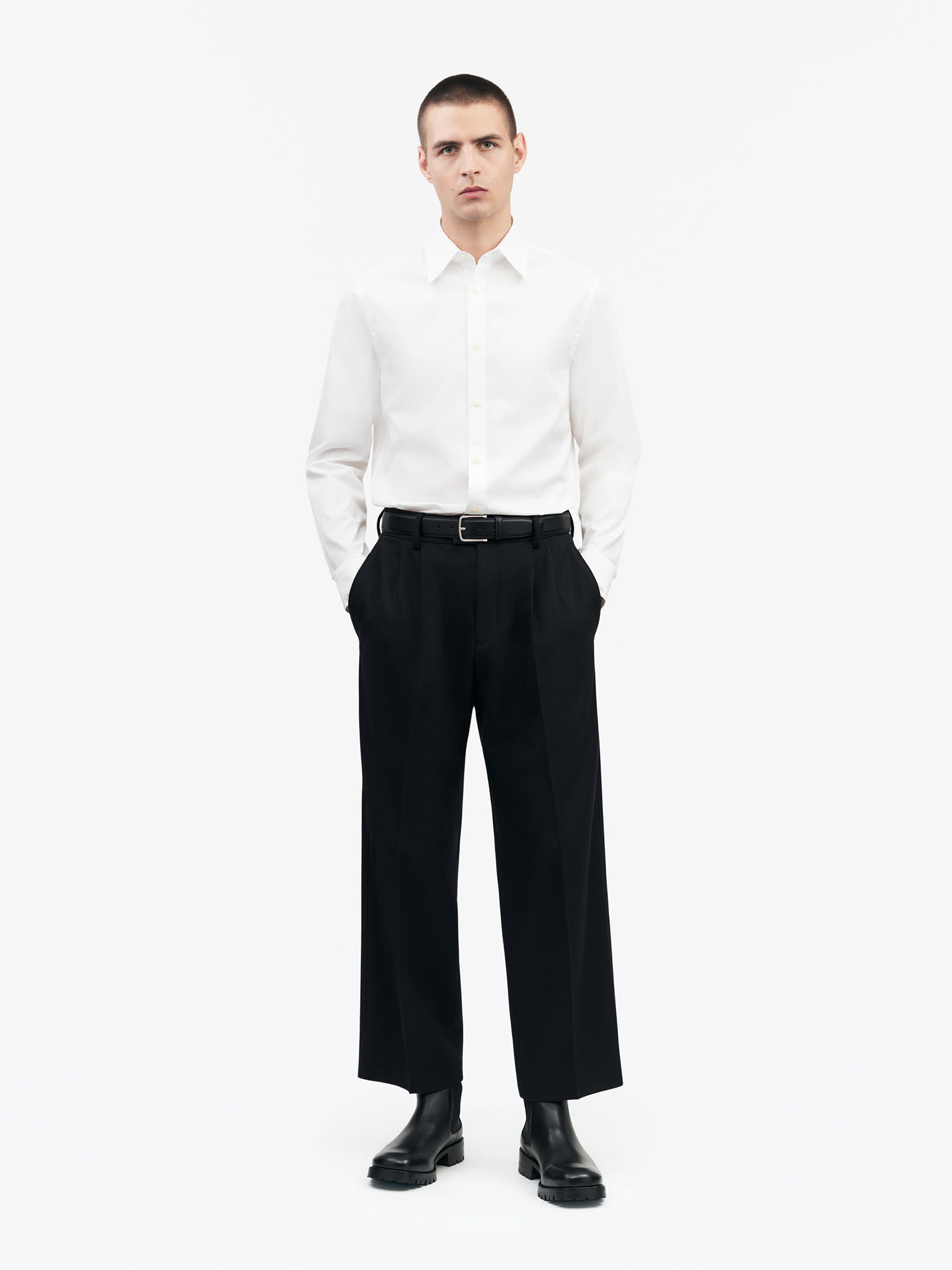 Tiger Of Sweden White Lowan Shirt In 090 Pure White