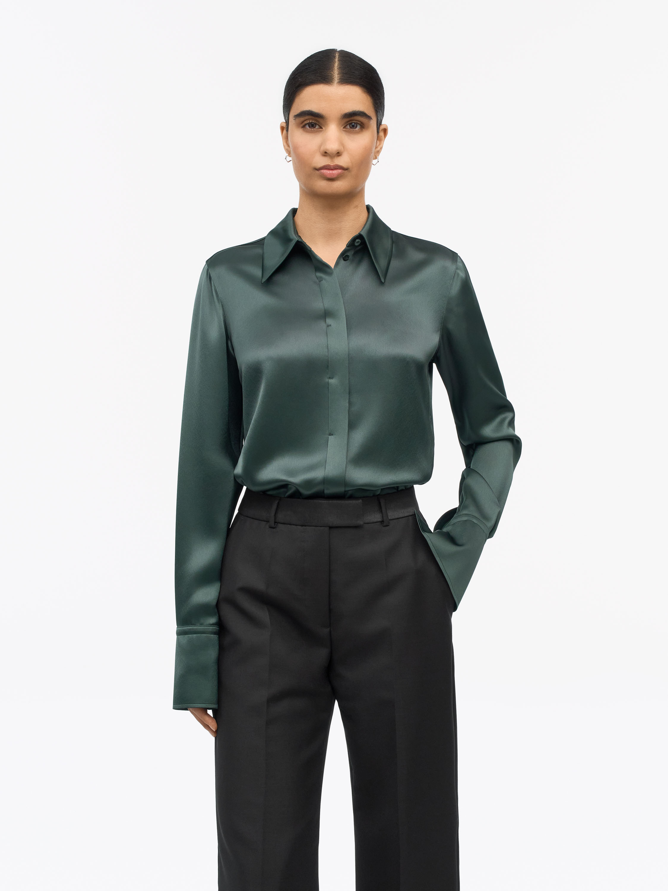 Tiger Of Sweden Daphne Regular-fit Satin Shirt In Green