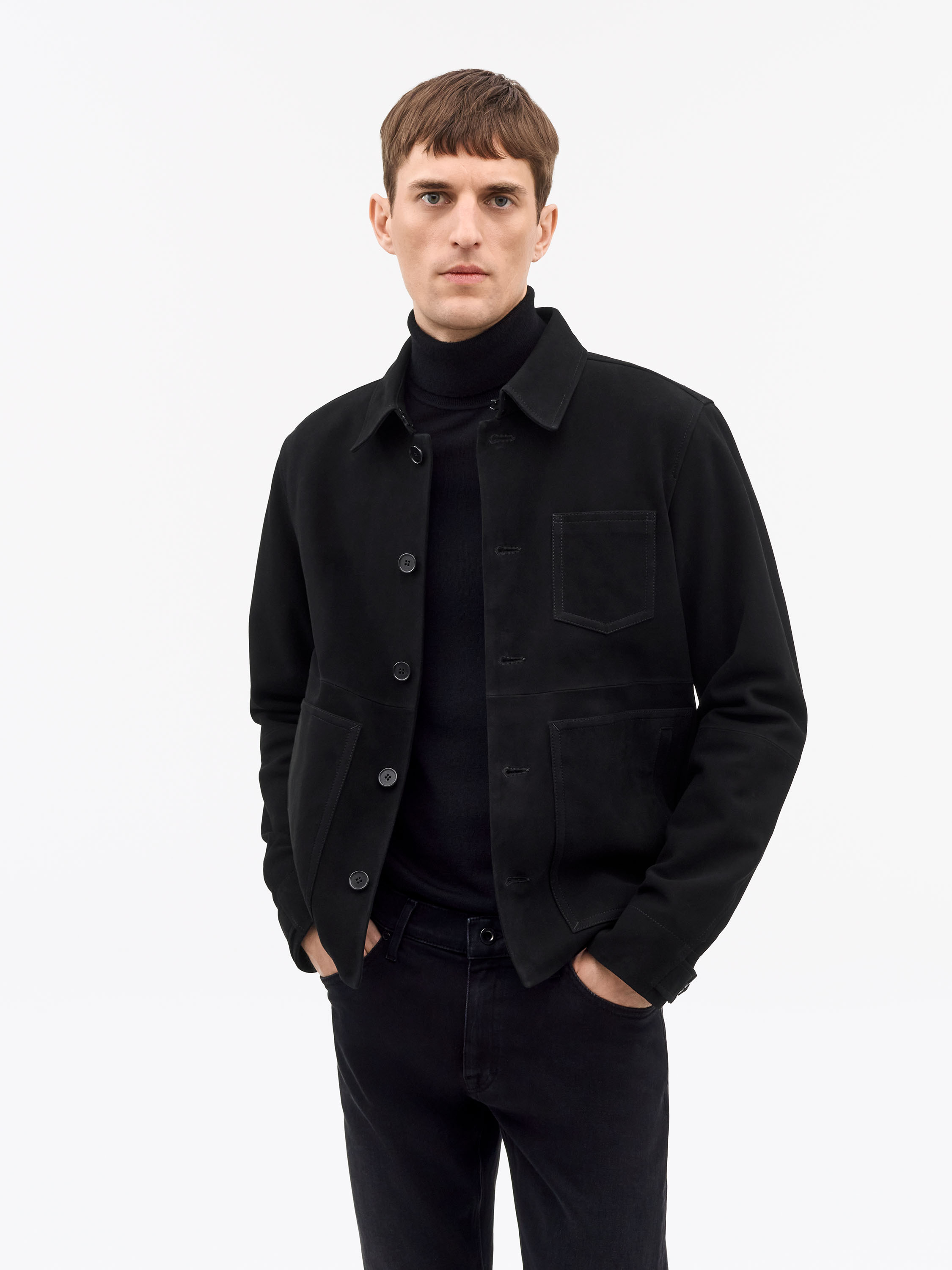 Tiger Of Sweden Leeor L Soft Suede Jacket In Black