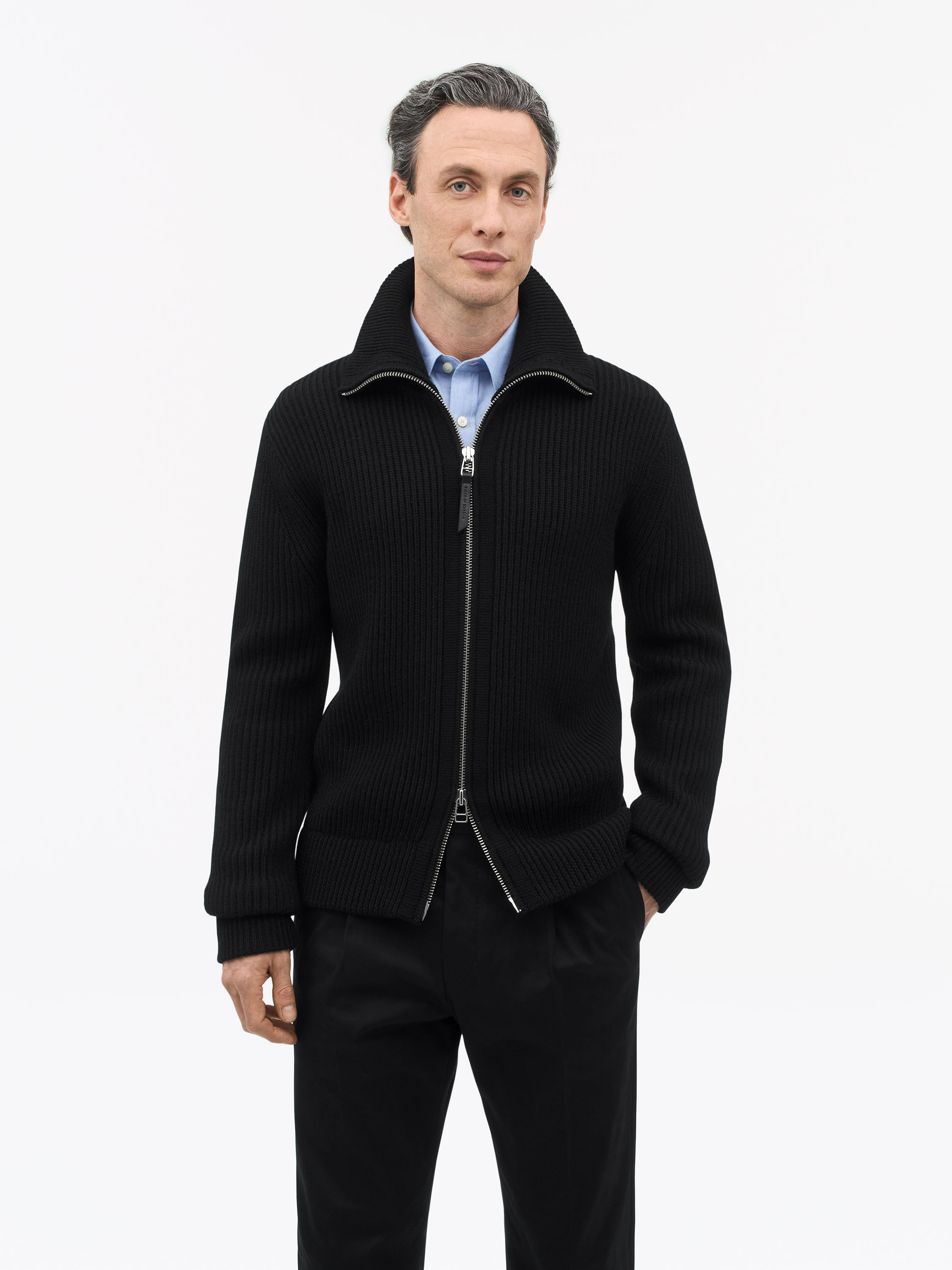 Tiger Of Sweden Niall Zip-up Wool Cardigan In Black