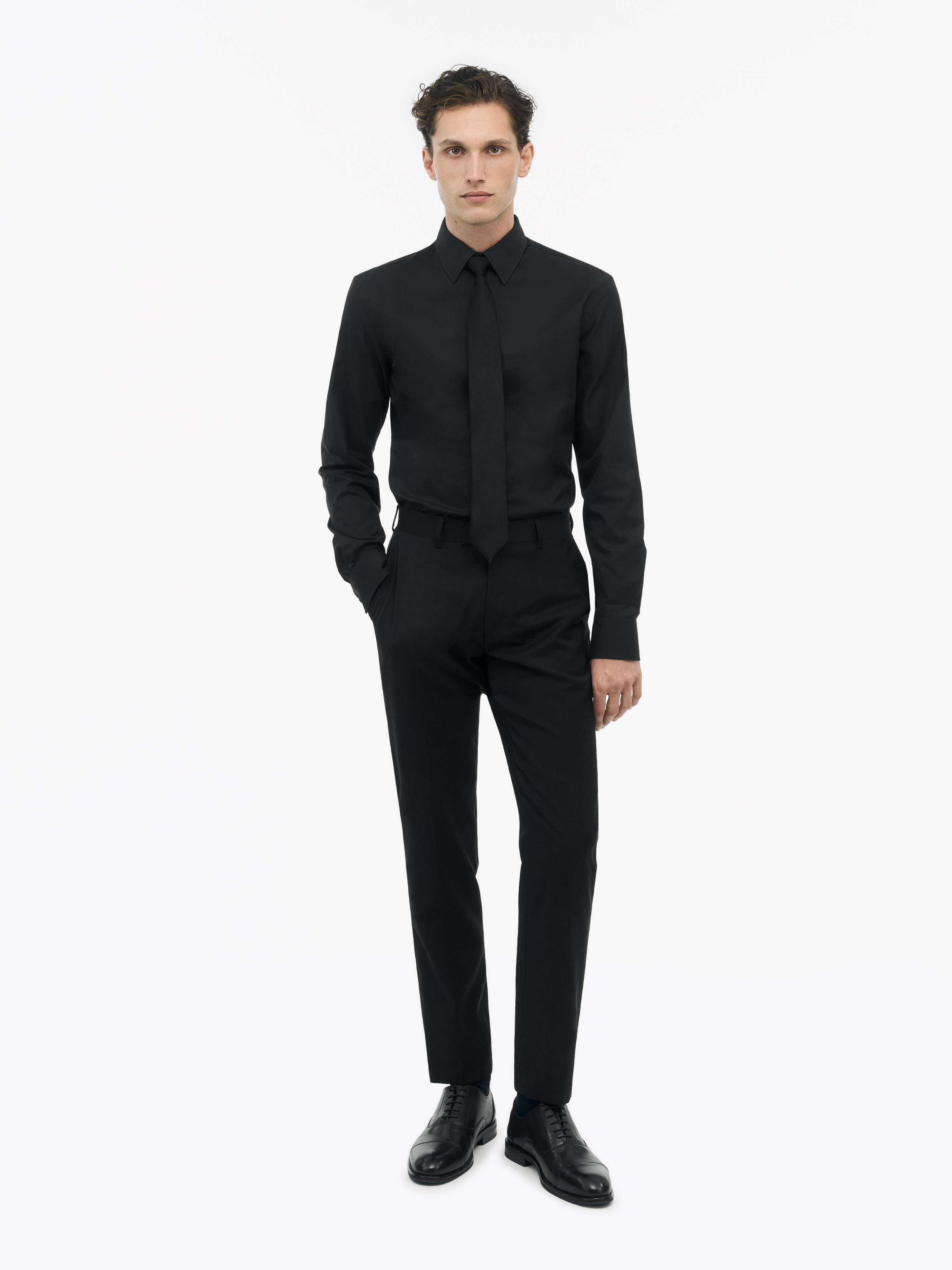 Tiger Of Sweden Adley Forward Pointing Collar Shirt In Black