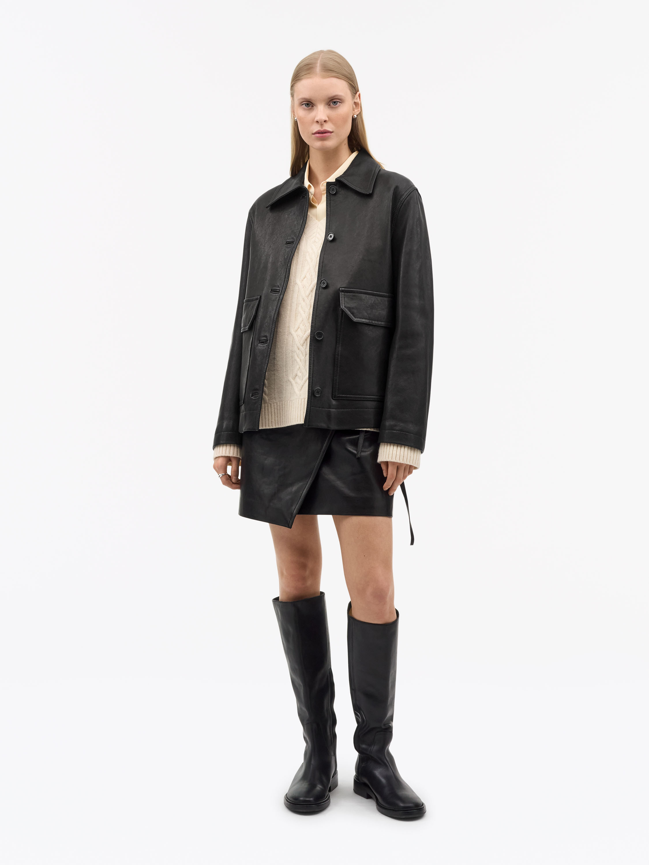 Tiger Of Sweden Loanna Leather Jacket In Black