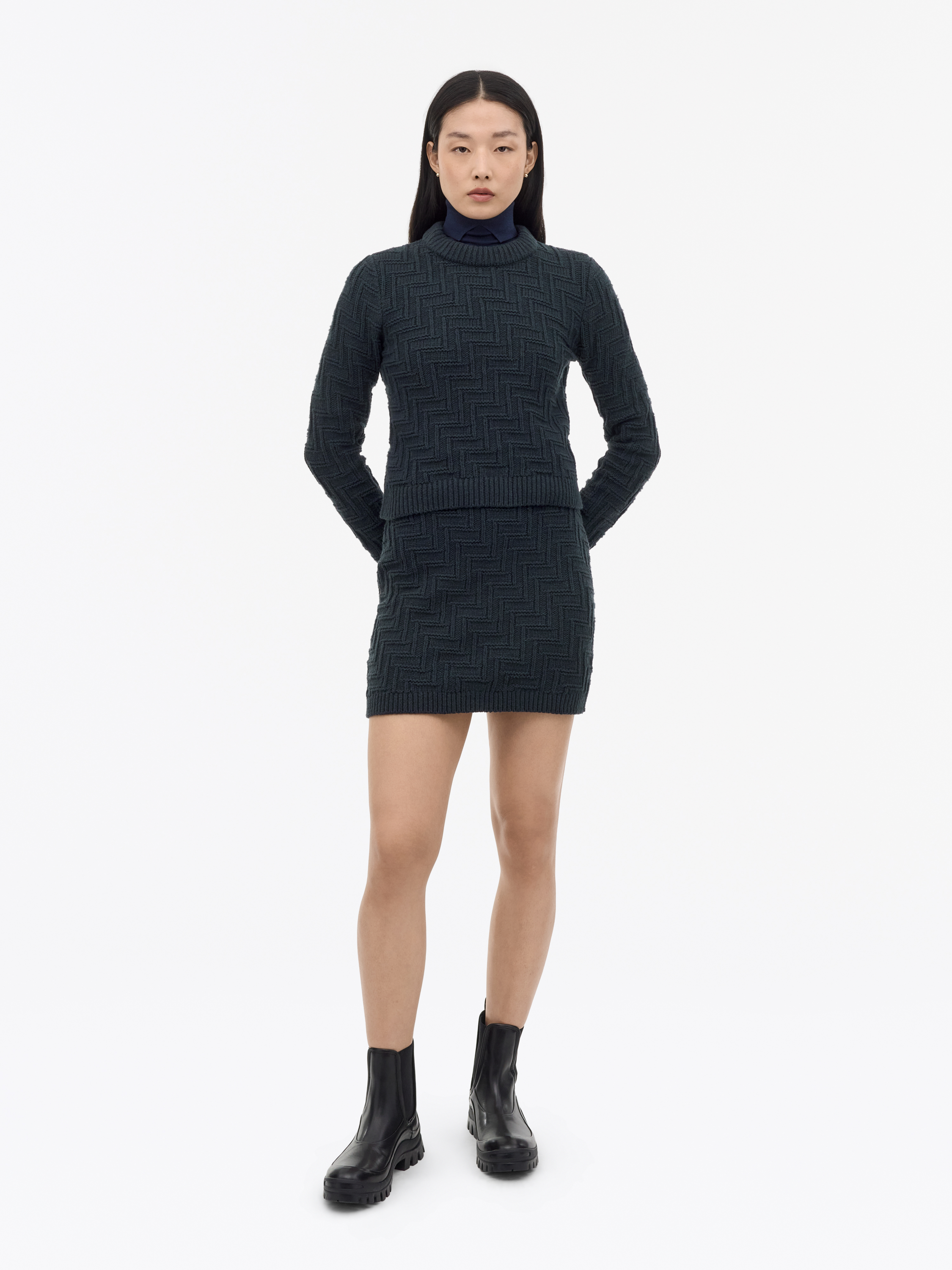 Cherry Knitted Textured Skirt