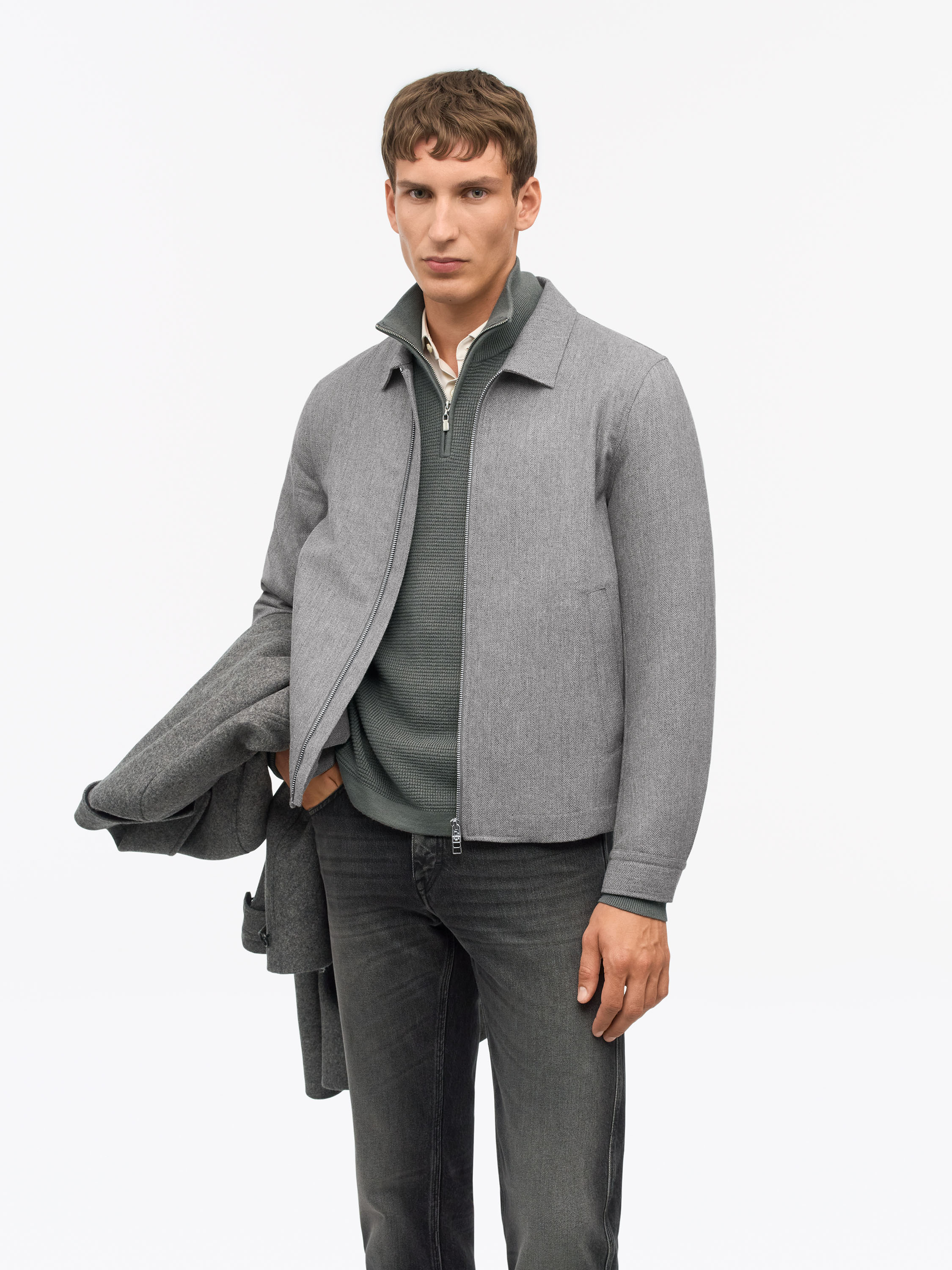 Tiger Of Sweden Barnaby Zip Shirt Jacket In Gray