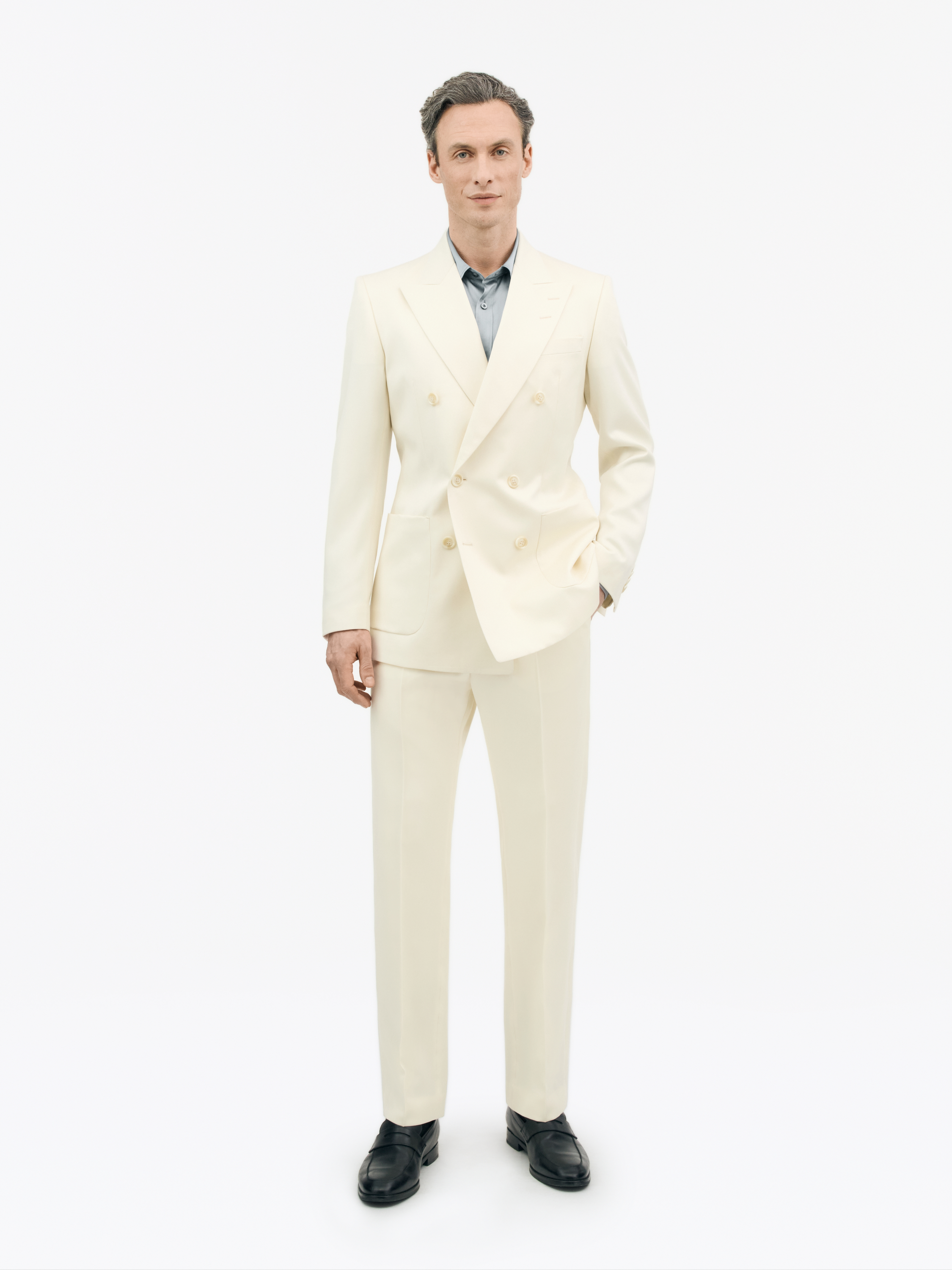 Tiger Of Sweden Joachim Double-breasted Blazer In Offwhite
