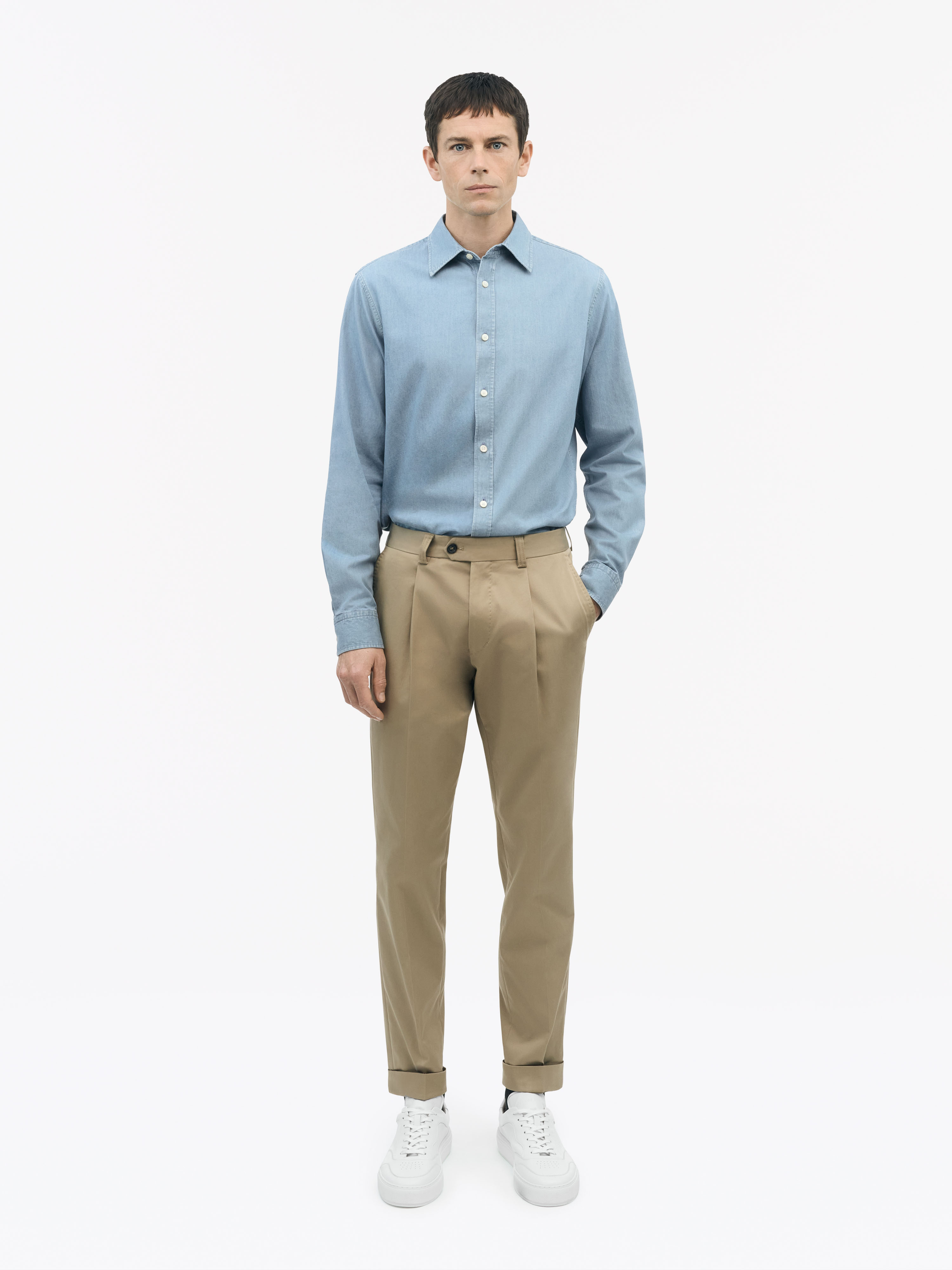 Tiger Of Sweden Lowan Casual Cotton Shirt In 208 Blue