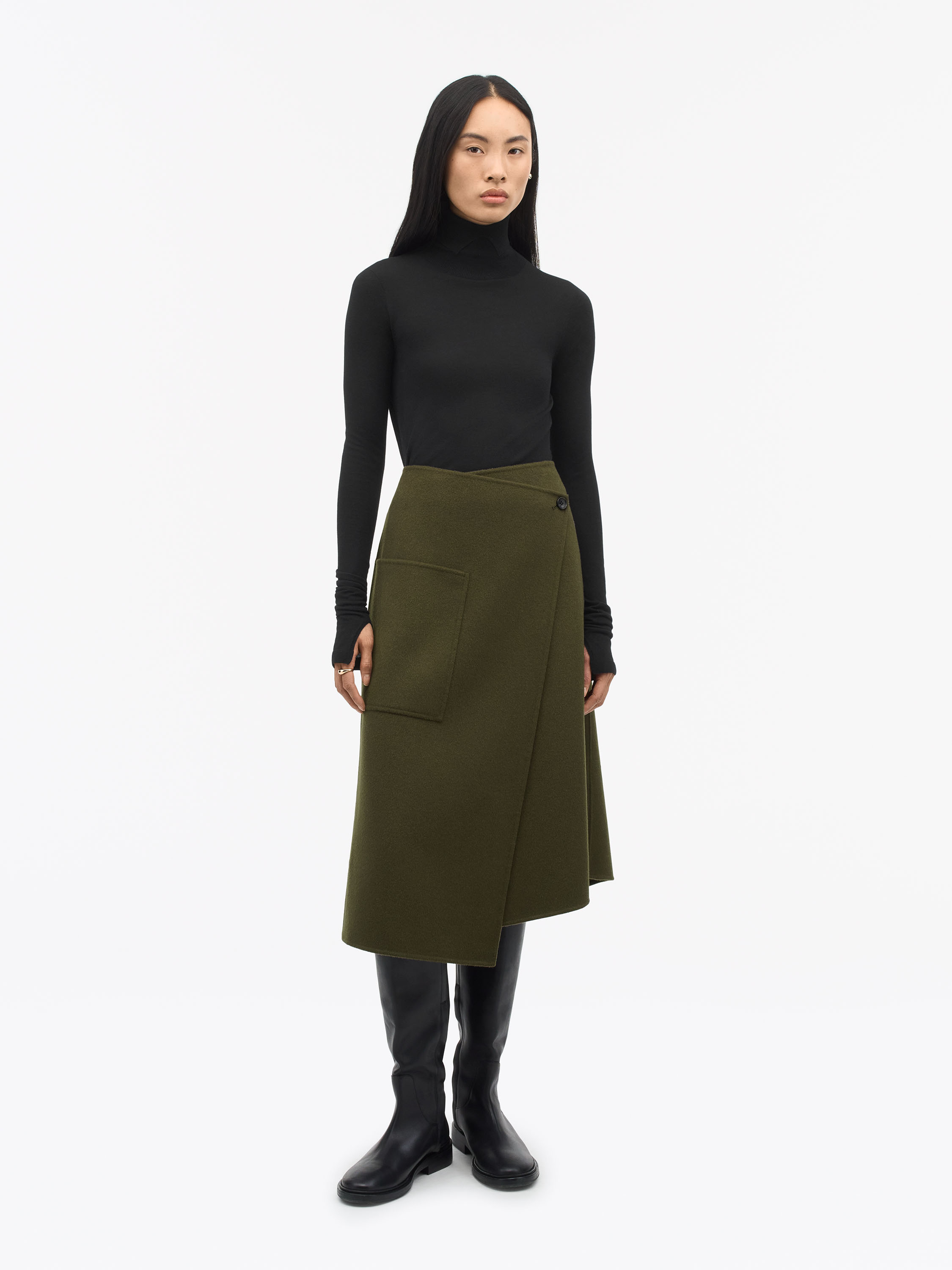 Tiger Of Sweden Liada Wrap Wool Skirt In Green
