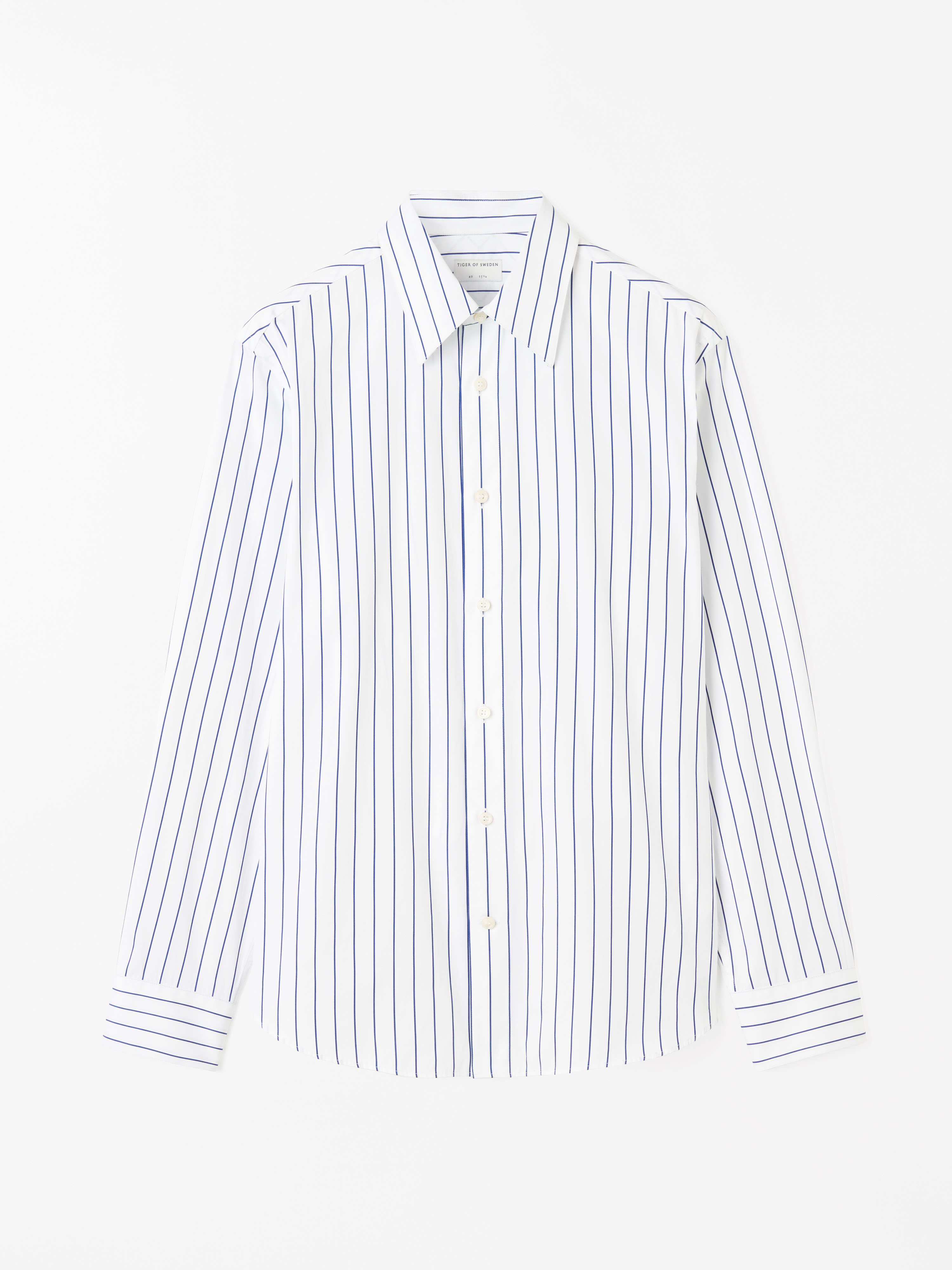 Tiger Of Sweden Formal Striped Bennett Shirt In 090 Pure White