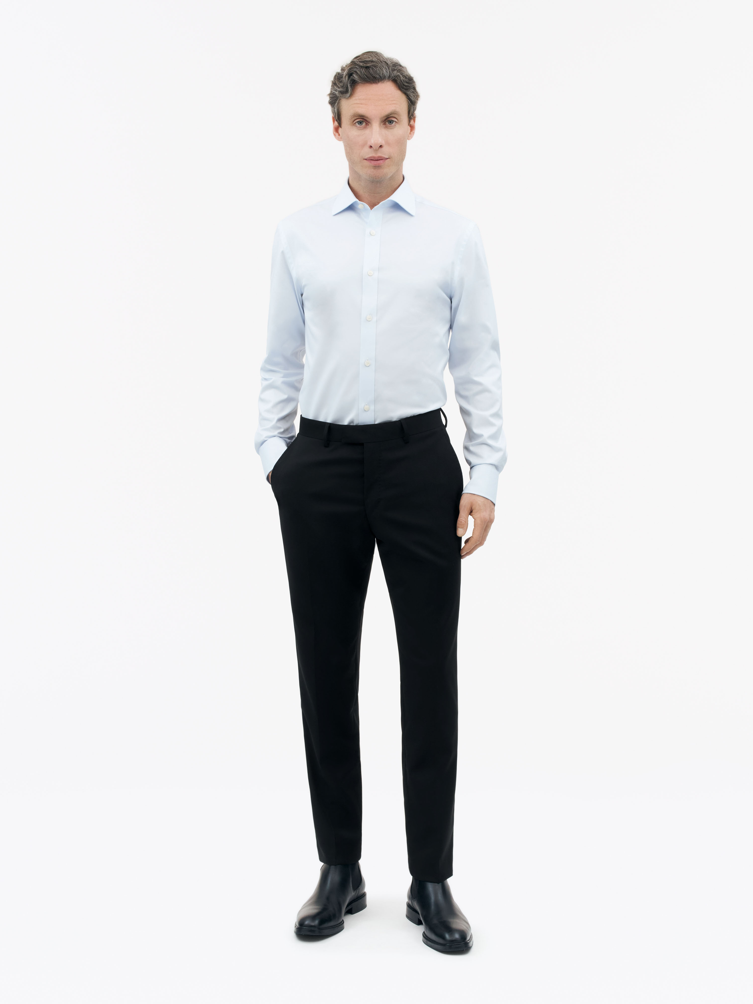Tiger Of Sweden Adley C Cutaway Collar Shirt In Light Blue