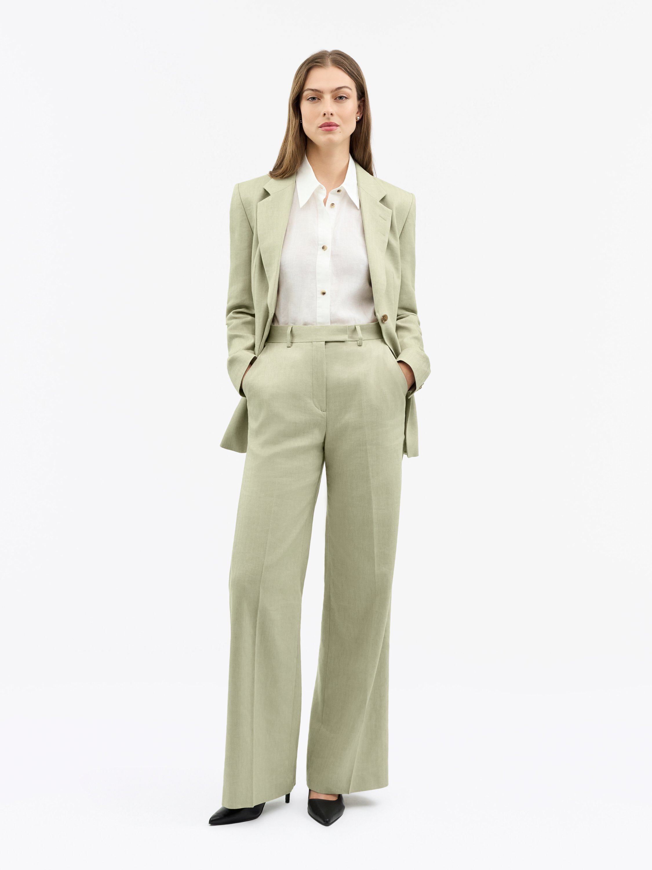 Irit Mid-Waist Linen Trousers